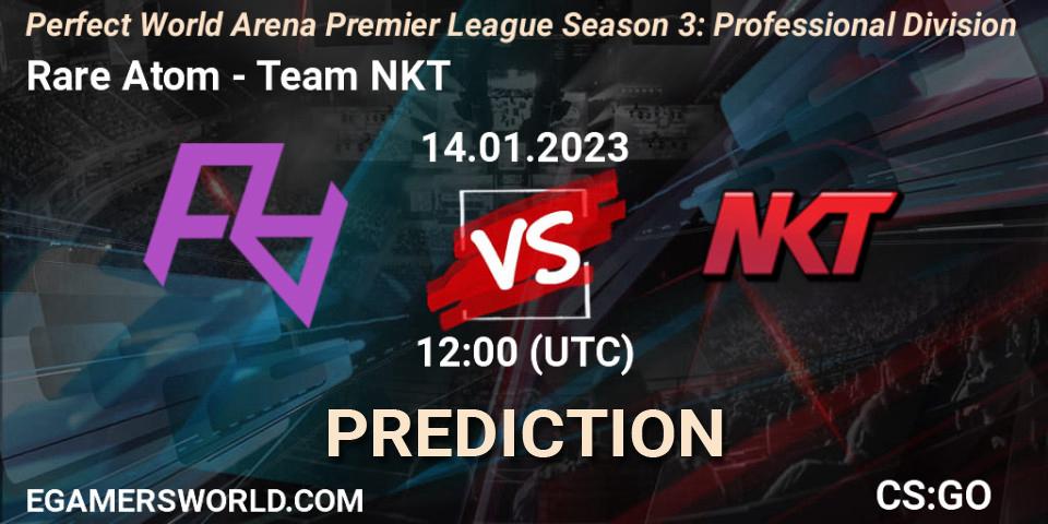 Rare Atom проти Team NKT: Поради щодо ставок, прогнози на матчі. 14.01.2023 at 12:30. Counter-Strike (CS2), Perfect World Arena Premier League Season 3: Professional Division