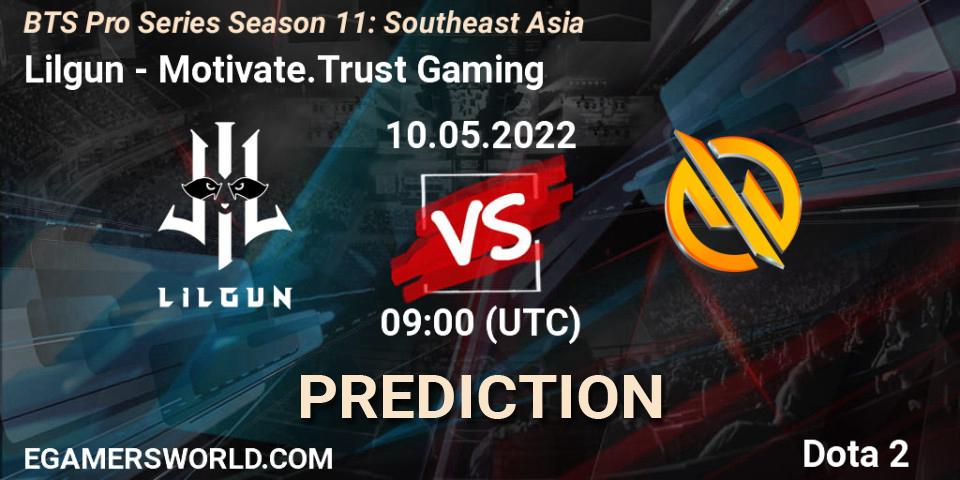 Lilgun проти Motivate.Trust Gaming: Поради щодо ставок, прогнози на матчі. 10.05.2022 at 09:00. Dota 2, BTS Pro Series Season 11: Southeast Asia