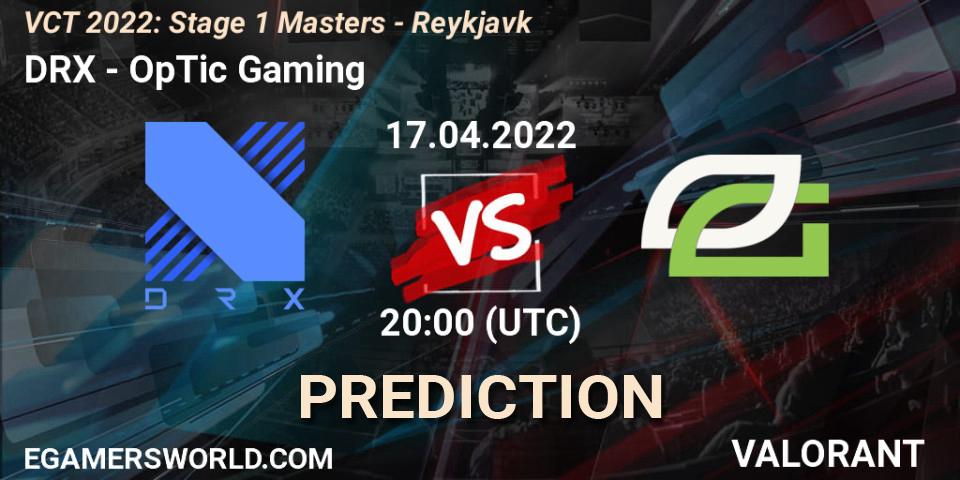 DRX проти OpTic Gaming: Поради щодо ставок, прогнози на матчі. 17.04.2022 at 17:15. VALORANT, VCT 2022: Stage 1 Masters - Reykjavík