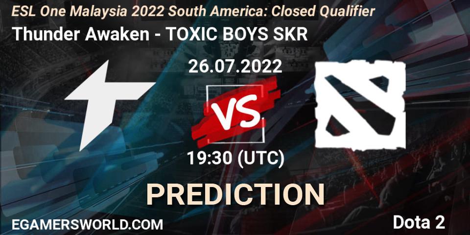 Thunder Awaken проти TOXIC BOYS SKR: Поради щодо ставок, прогнози на матчі. 26.07.2022 at 19:30. Dota 2, ESL One Malaysia 2022 South America: Closed Qualifier