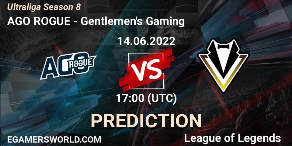AGO ROGUE проти Gentlemen's Gaming: Поради щодо ставок, прогнози на матчі. 14.06.2022 at 17:00. LoL, Ultraliga Season 8