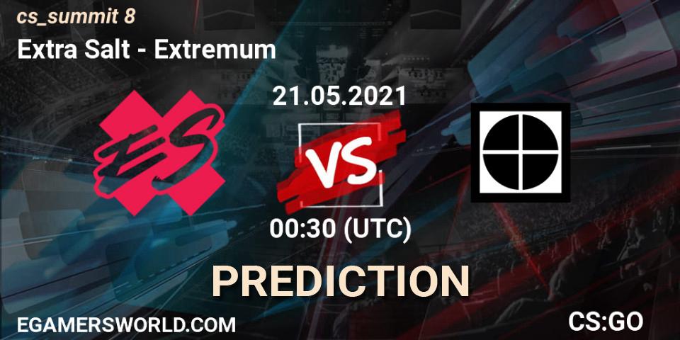 Extra Salt проти Extremum: Поради щодо ставок, прогнози на матчі. 21.05.2021 at 02:00. Counter-Strike (CS2), cs_summit 8