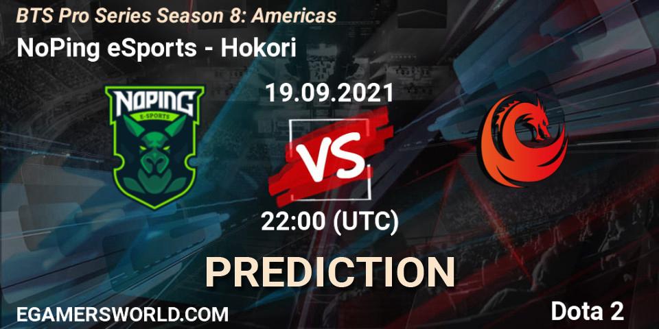 NoPing eSports проти Hokori: Поради щодо ставок, прогнози на матчі. 19.09.2021 at 21:40. Dota 2, BTS Pro Series Season 8: Americas