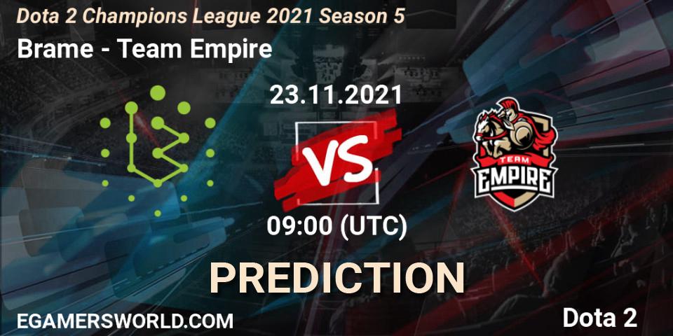 Brame проти Team Empire: Поради щодо ставок, прогнози на матчі. 23.11.2021 at 09:01. Dota 2, Dota 2 Champions League 2021 Season 5