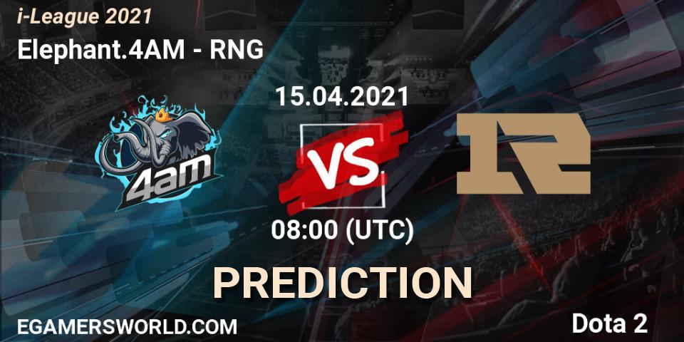 Elephant.4AM проти RNG: Поради щодо ставок, прогнози на матчі. 14.04.2021 at 08:05. Dota 2, i-League 2021 Season 1