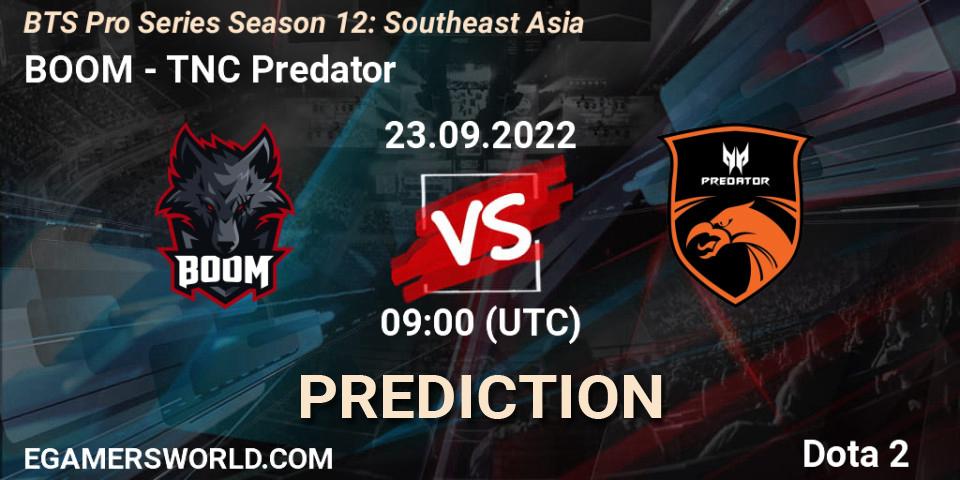 BOOM проти TNC Predator: Поради щодо ставок, прогнози на матчі. 23.09.2022 at 09:08. Dota 2, BTS Pro Series Season 12: Southeast Asia