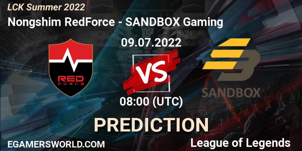 Nongshim RedForce проти SANDBOX Gaming: Поради щодо ставок, прогнози на матчі. 09.07.2022 at 08:00. LoL, LCK Summer 2022