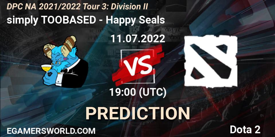 simply TOOBASED проти Happy Seals: Поради щодо ставок, прогнози на матчі. 11.07.2022 at 19:11. Dota 2, DPC NA 2021/2022 Tour 3: Division II
