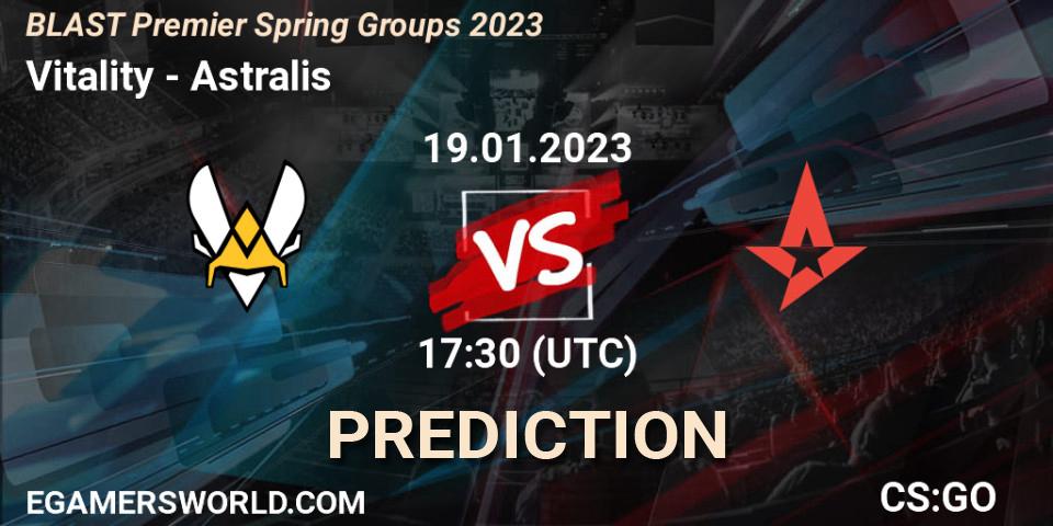 Vitality проти Astralis: Поради щодо ставок, прогнози на матчі. 19.01.2023 at 18:05. Counter-Strike (CS2), BLAST Premier Spring Groups 2023