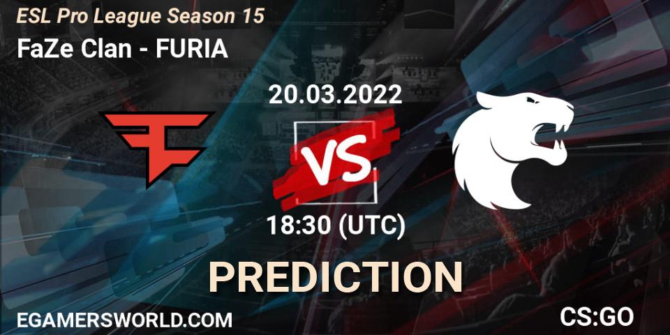 FaZe Clan проти FURIA: Поради щодо ставок, прогнози на матчі. 20.03.2022 at 18:45. Counter-Strike (CS2), ESL Pro League Season 15