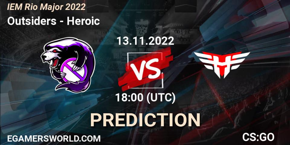 Outsiders проти Heroic: Поради щодо ставок, прогнози на матчі. 13.11.2022 at 18:00. Counter-Strike (CS2), IEM Rio Major 2022