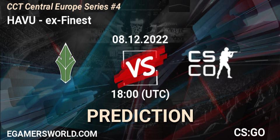 HAVU проти ex-Finest: Поради щодо ставок, прогнози на матчі. 08.12.2022 at 19:15. Counter-Strike (CS2), CCT Central Europe Series #4