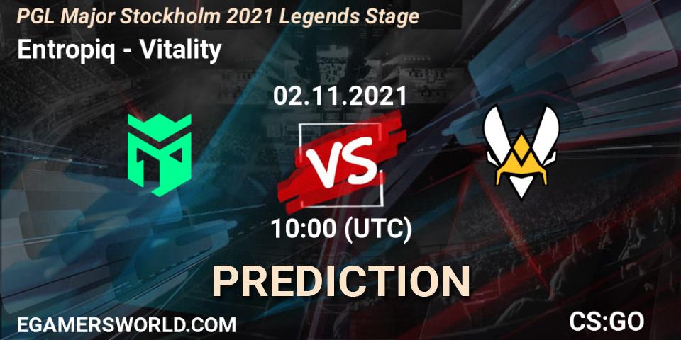 Entropiq проти Vitality: Поради щодо ставок, прогнози на матчі. 02.11.2021 at 10:10. Counter-Strike (CS2), PGL Major Stockholm 2021 Legends Stage