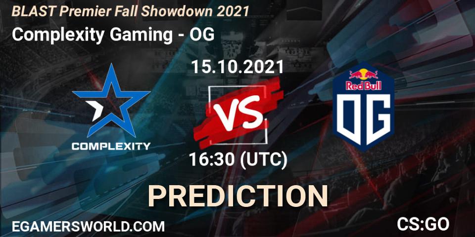 Complexity Gaming проти OG: Поради щодо ставок, прогнози на матчі. 15.10.2021 at 16:15. Counter-Strike (CS2), BLAST Premier Fall Showdown 2021