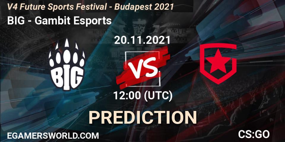 BIG проти Gambit Esports: Поради щодо ставок, прогнози на матчі. 20.11.2021 at 12:00. Counter-Strike (CS2), V4 Future Sports Festival - Budapest 2021