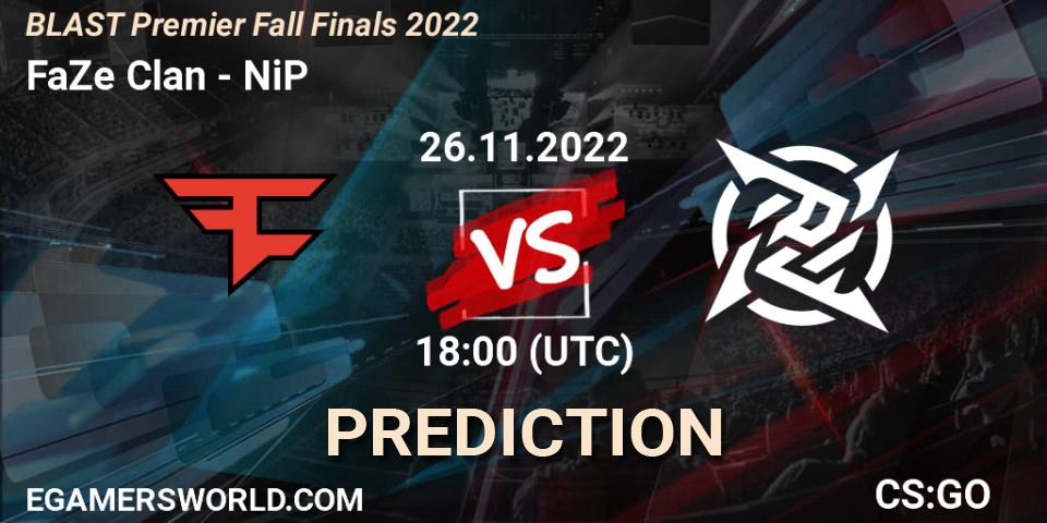 FaZe Clan проти NiP: Поради щодо ставок, прогнози на матчі. 26.11.2022 at 19:20. Counter-Strike (CS2), BLAST Premier Fall Finals 2022