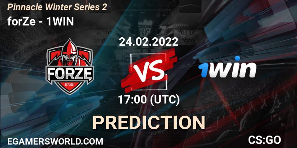 forZe проти 1WIN: Поради щодо ставок, прогнози на матчі. 24.02.2022 at 17:00. Counter-Strike (CS2), Pinnacle Winter Series 2