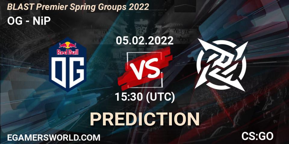 OG проти NiP: Поради щодо ставок, прогнози на матчі. 05.02.2022 at 16:05. Counter-Strike (CS2), BLAST Premier Spring Groups 2022