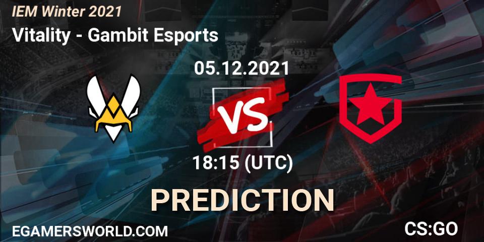 Vitality проти Gambit Esports: Поради щодо ставок, прогнози на матчі. 05.12.2021 at 18:30. Counter-Strike (CS2), IEM Winter 2021