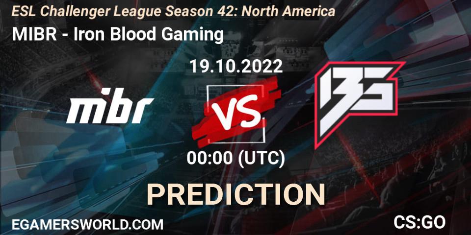 MIBR проти Iron Blood Gaming: Поради щодо ставок, прогнози на матчі. 19.10.2022 at 00:00. Counter-Strike (CS2), ESL Challenger League Season 42: North America