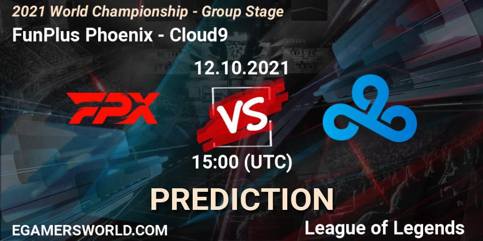FunPlus Phoenix проти Cloud9: Поради щодо ставок, прогнози на матчі. 12.10.2021 at 16:00. LoL, 2021 World Championship - Group Stage