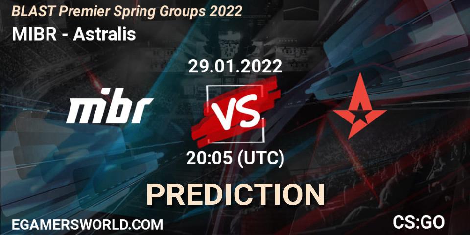 MIBR проти Astralis: Поради щодо ставок, прогнози на матчі. 29.01.2022 at 20:05. Counter-Strike (CS2), BLAST Premier Spring Groups 2022