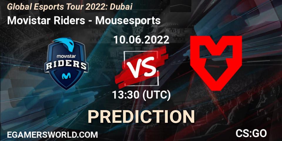 Movistar Riders проти Mousesports: Поради щодо ставок, прогнози на матчі. 10.06.2022 at 13:30. Counter-Strike (CS2), Global Esports Tour 2022: Dubai