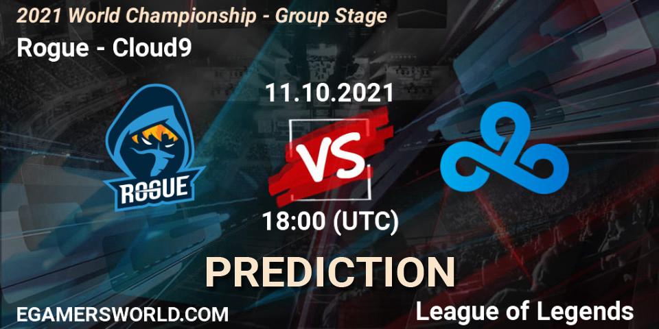 Rogue проти Cloud9: Поради щодо ставок, прогнози на матчі. 11.10.2021 at 18:00. LoL, 2021 World Championship - Group Stage