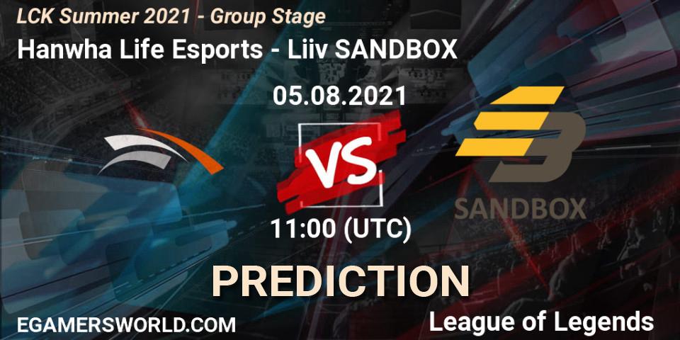 Hanwha Life Esports проти Liiv SANDBOX: Поради щодо ставок, прогнози на матчі. 05.08.2021 at 11:00. LoL, LCK Summer 2021 - Group Stage