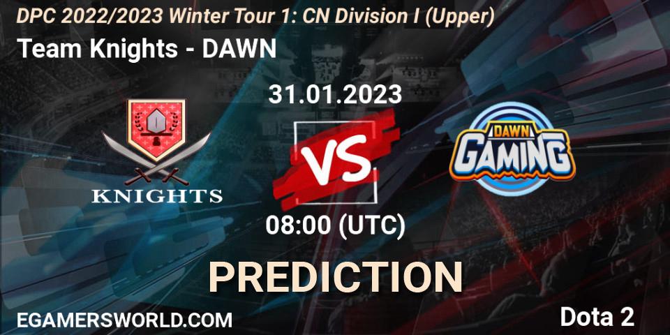 Team Knights проти DAWN: Поради щодо ставок, прогнози на матчі. 31.01.2023 at 08:00. Dota 2, DPC 2022/2023 Winter Tour 1: CN Division I (Upper)