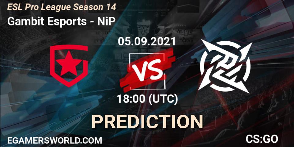 Gambit Esports проти NiP: Поради щодо ставок, прогнози на матчі. 05.09.2021 at 18:00. Counter-Strike (CS2), ESL Pro League Season 14