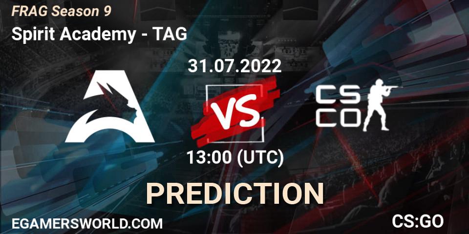 Spirit Academy проти TAG: Поради щодо ставок, прогнози на матчі. 31.07.2022 at 12:00. Counter-Strike (CS2), FRAG Season 9