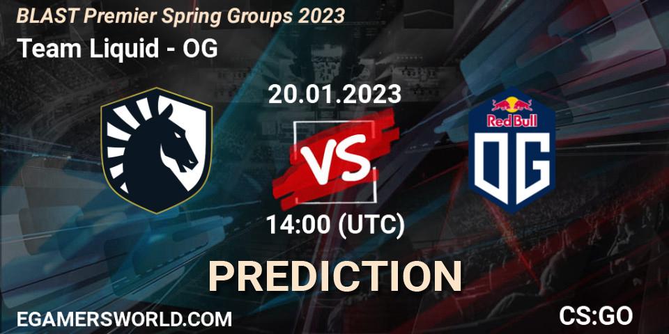 Team Liquid проти OG: Поради щодо ставок, прогнози на матчі. 20.01.2023 at 13:25. Counter-Strike (CS2), BLAST Premier Spring Groups 2023
