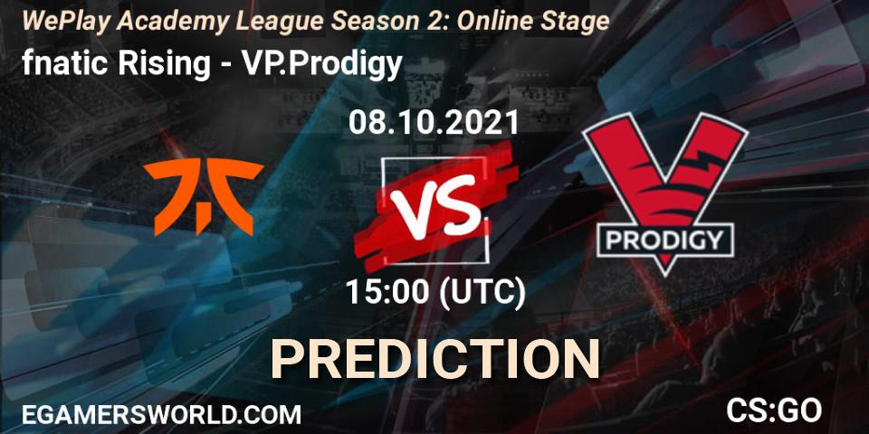 fnatic Rising проти VP.Prodigy: Поради щодо ставок, прогнози на матчі. 08.10.2021 at 15:00. Counter-Strike (CS2), WePlay Academy League Season 2: Online Stage