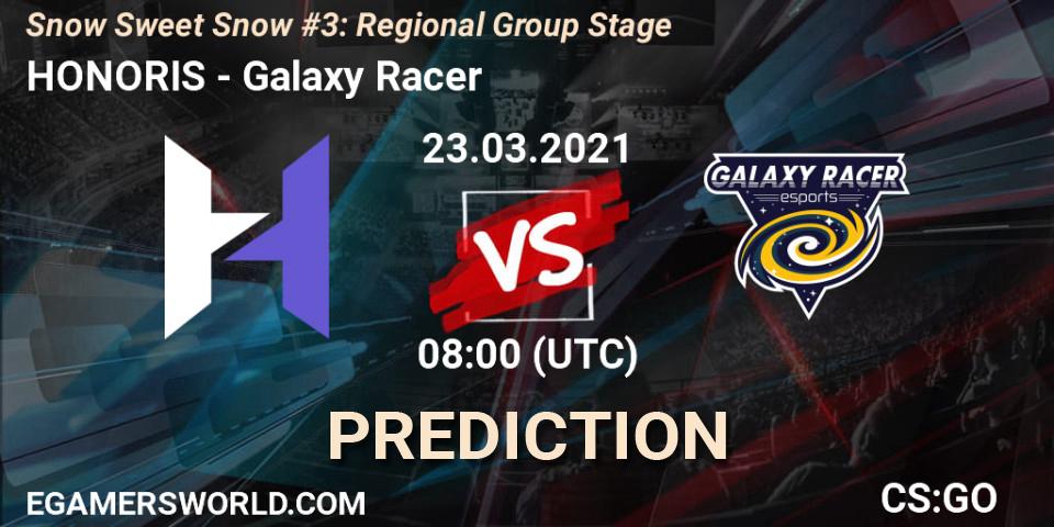 HONORIS проти Galaxy Racer: Поради щодо ставок, прогнози на матчі. 23.03.2021 at 08:00. Counter-Strike (CS2), Snow Sweet Snow #3: Regional Group Stage