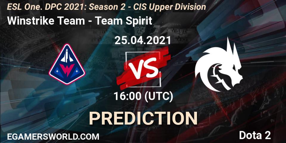 Winstrike Team проти Team Spirit: Поради щодо ставок, прогнози на матчі. 25.04.2021 at 15:55. Dota 2, ESL One. DPC 2021: Season 2 - CIS Upper Division