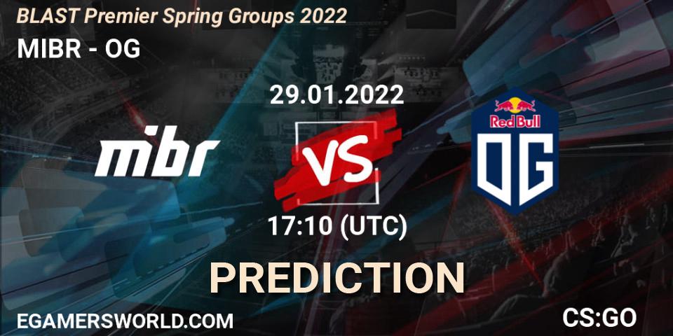 MIBR проти OG: Поради щодо ставок, прогнози на матчі. 29.01.2022 at 17:10. Counter-Strike (CS2), BLAST Premier Spring Groups 2022