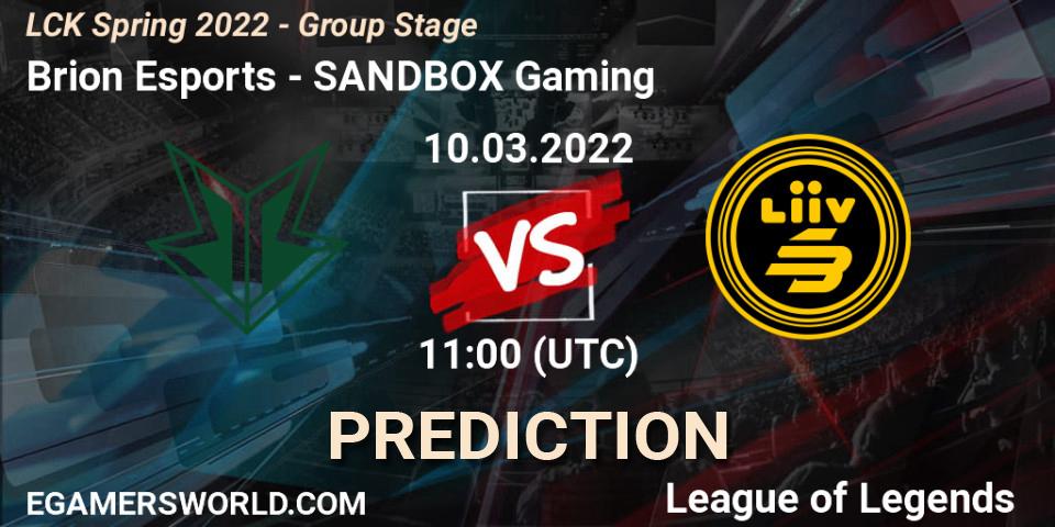Brion Esports проти SANDBOX Gaming: Поради щодо ставок, прогнози на матчі. 10.03.2022 at 11:00. LoL, LCK Spring 2022 - Group Stage