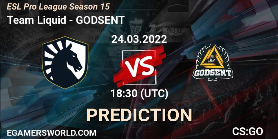 Team Liquid проти GODSENT: Поради щодо ставок, прогнози на матчі. 24.03.2022 at 18:30. Counter-Strike (CS2), ESL Pro League Season 15