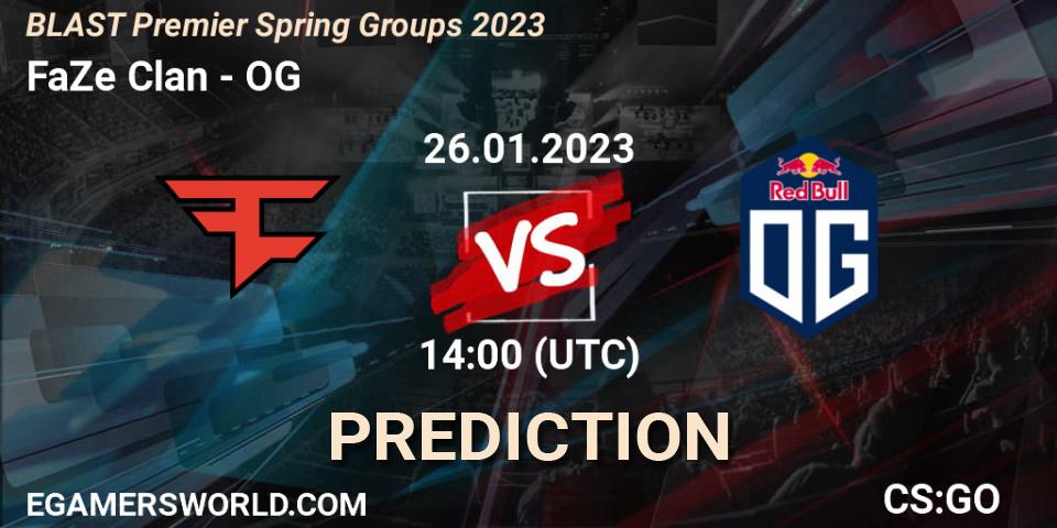 FaZe Clan проти OG: Поради щодо ставок, прогнози на матчі. 26.01.2023 at 14:00. Counter-Strike (CS2), BLAST Premier Spring Groups 2023