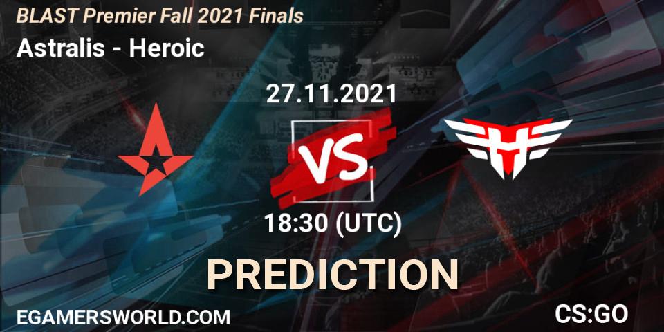 Astralis проти Heroic: Поради щодо ставок, прогнози на матчі. 27.11.2021 at 19:45. Counter-Strike (CS2), BLAST Premier Fall 2021 Finals