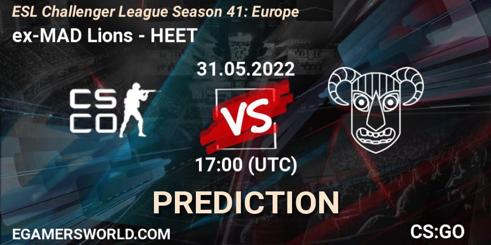 ex-MAD Lions проти HEET: Поради щодо ставок, прогнози на матчі. 31.05.2022 at 17:00. Counter-Strike (CS2), ESL Challenger League Season 41: Europe