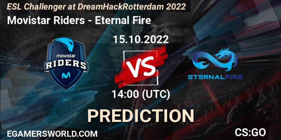 Movistar Riders проти Eternal Fire: Поради щодо ставок, прогнози на матчі. 15.10.2022 at 14:00. Counter-Strike (CS2), ESL Challenger at DreamHack Rotterdam 2022