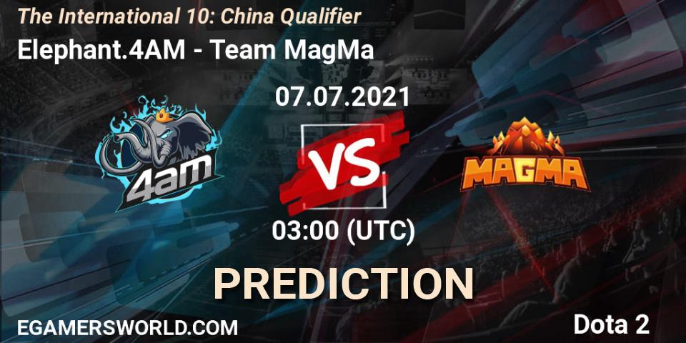 Elephant.4AM проти Team MagMa: Поради щодо ставок, прогнози на матчі. 07.07.2021 at 03:19. Dota 2, The International 10: China Qualifier