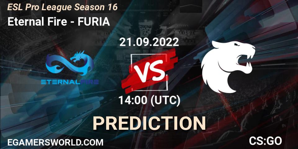 Eternal Fire проти FURIA: Поради щодо ставок, прогнози на матчі. 21.09.2022 at 14:00. Counter-Strike (CS2), ESL Pro League Season 16
