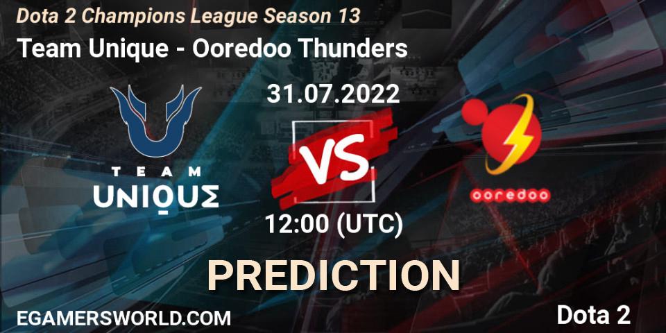 Team Unique проти Ooredoo Thunders: Поради щодо ставок, прогнози на матчі. 31.07.2022 at 12:07. Dota 2, Dota 2 Champions League Season 13