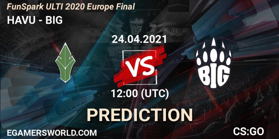 HAVU проти BIG: Поради щодо ставок, прогнози на матчі. 24.04.2021 at 12:00. Counter-Strike (CS2), Funspark ULTI 2020 Finals