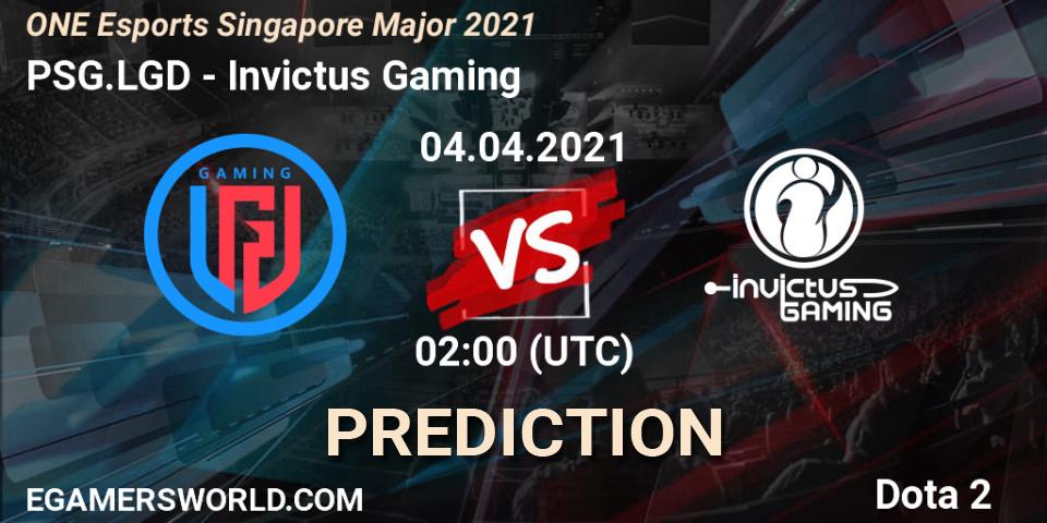 PSG.LGD проти Invictus Gaming: Поради щодо ставок, прогнози на матчі. 04.04.2021 at 02:00. Dota 2, ONE Esports Singapore Major 2021