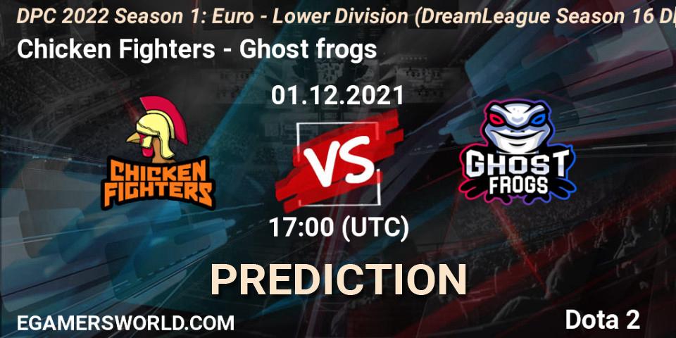 Chicken Fighters проти Ghost frogs: Поради щодо ставок, прогнози на матчі. 01.12.2021 at 16:55. Dota 2, DPC 2022 Season 1: Euro - Lower Division (DreamLeague Season 16 DPC WEU)