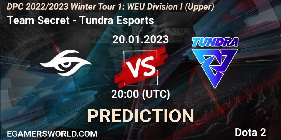 Team Secret проти Tundra Esports: Поради щодо ставок, прогнози на матчі. 20.01.2023 at 19:55. Dota 2, DPC 2022/2023 Winter Tour 1: WEU Division I (Upper)